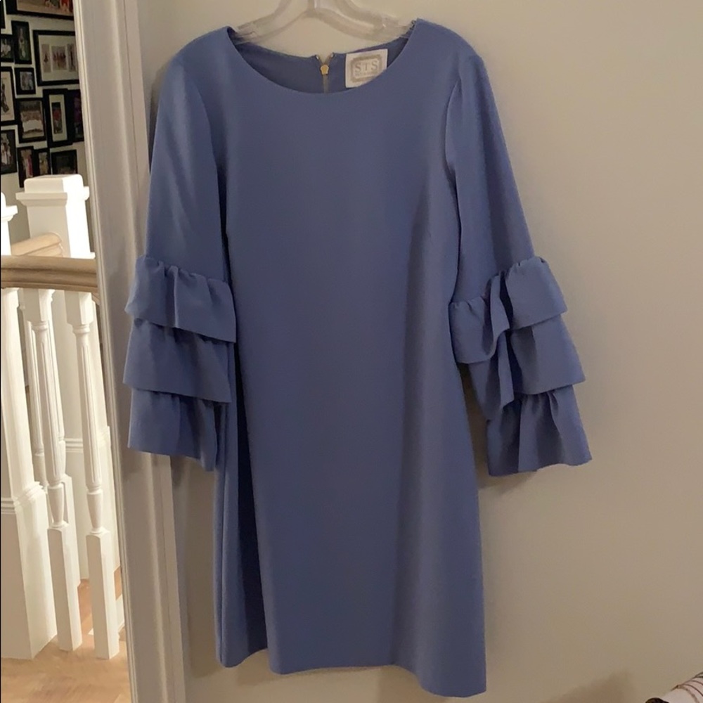 Sail to Sable periwinkle ruffled sleeve dress